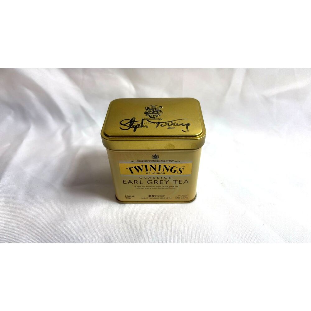 Twinings Classics Earl Grey Tea Gold Metal Empty Tin Signature Stephen Twining